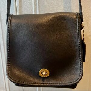 Vintage Coach Black Leather Crossbody Bag